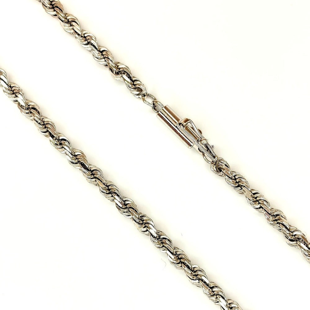 14K White Gold Rope Chain 18"
