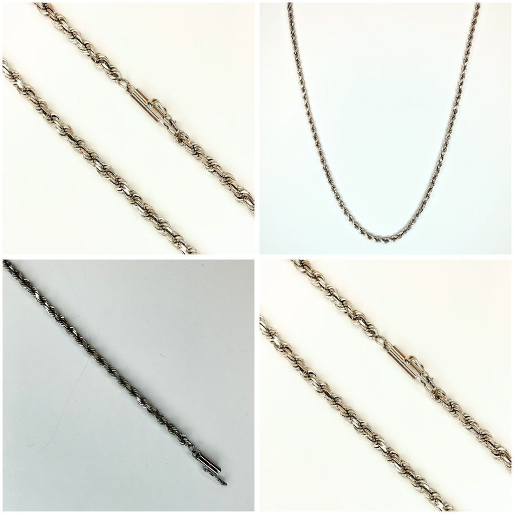 14K White Gold Rope Chain 18"