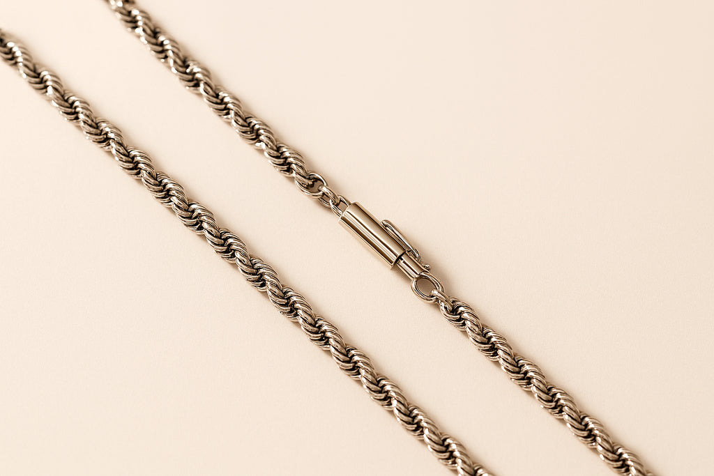 14K White Gold Rope Chain 18"