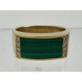 14K Yellow Gold 0.12 ctw Malachite Diamond Ring