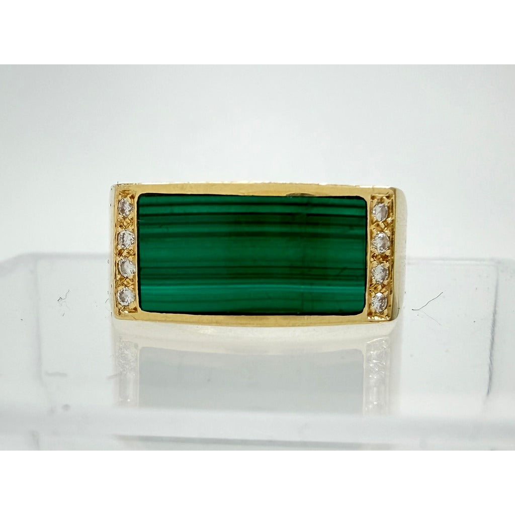14K Yellow Gold 0.12 ctw Malachite Diamond Ring