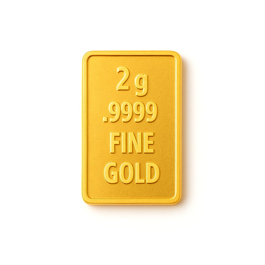 24K Yellow Gold 2-Gram Bar 0.999 1