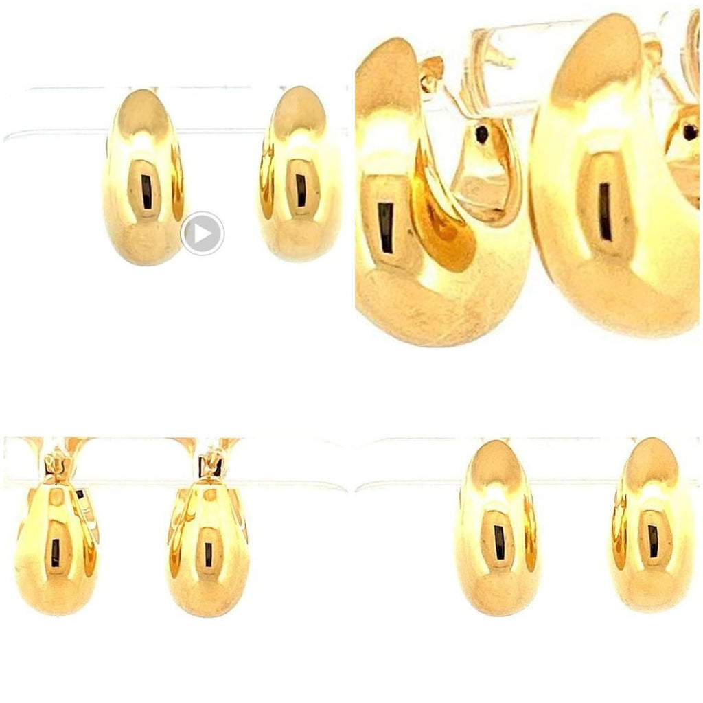 14K Yellow Gold Jumbo Dome Huggie Earrings 5