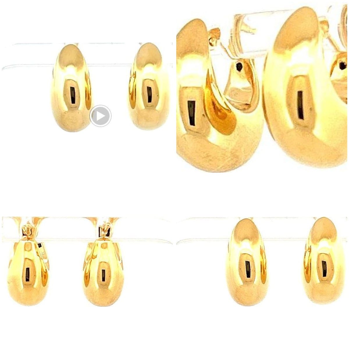 14K Yellow Gold Jumbo Dome Huggie Earrings 5