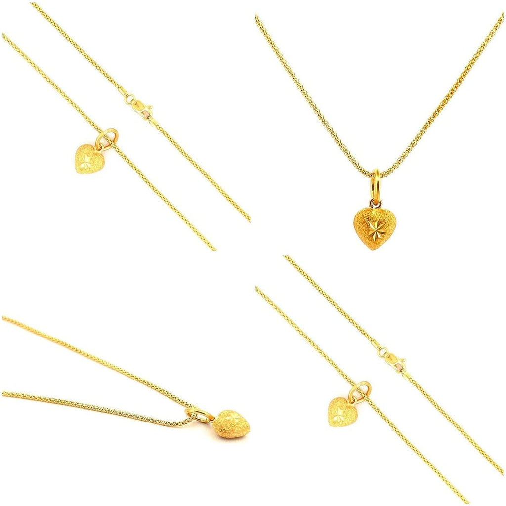 18K Yellow Gold Mesh Chain with Heart Pendant 4