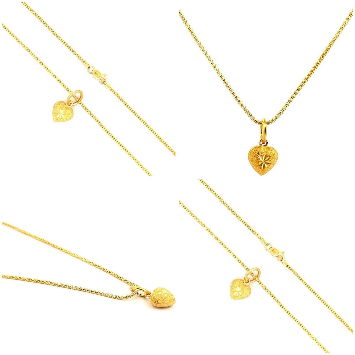 18K Yellow Gold Mesh Chain with Heart Pendant 4