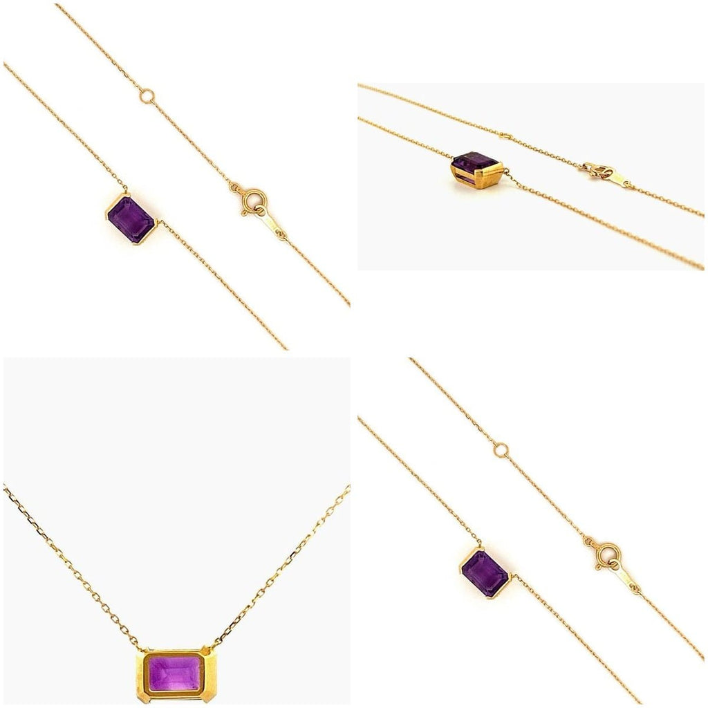 18K Yellow Gold Amethyst Necklace 17 in 4