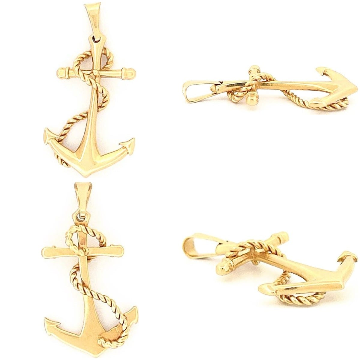 14K Yellow Gold Anchor Pendant 5