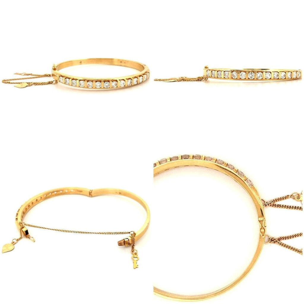 18K Yellow Gold 2.40 ctw Diamond Bangle 6" 5