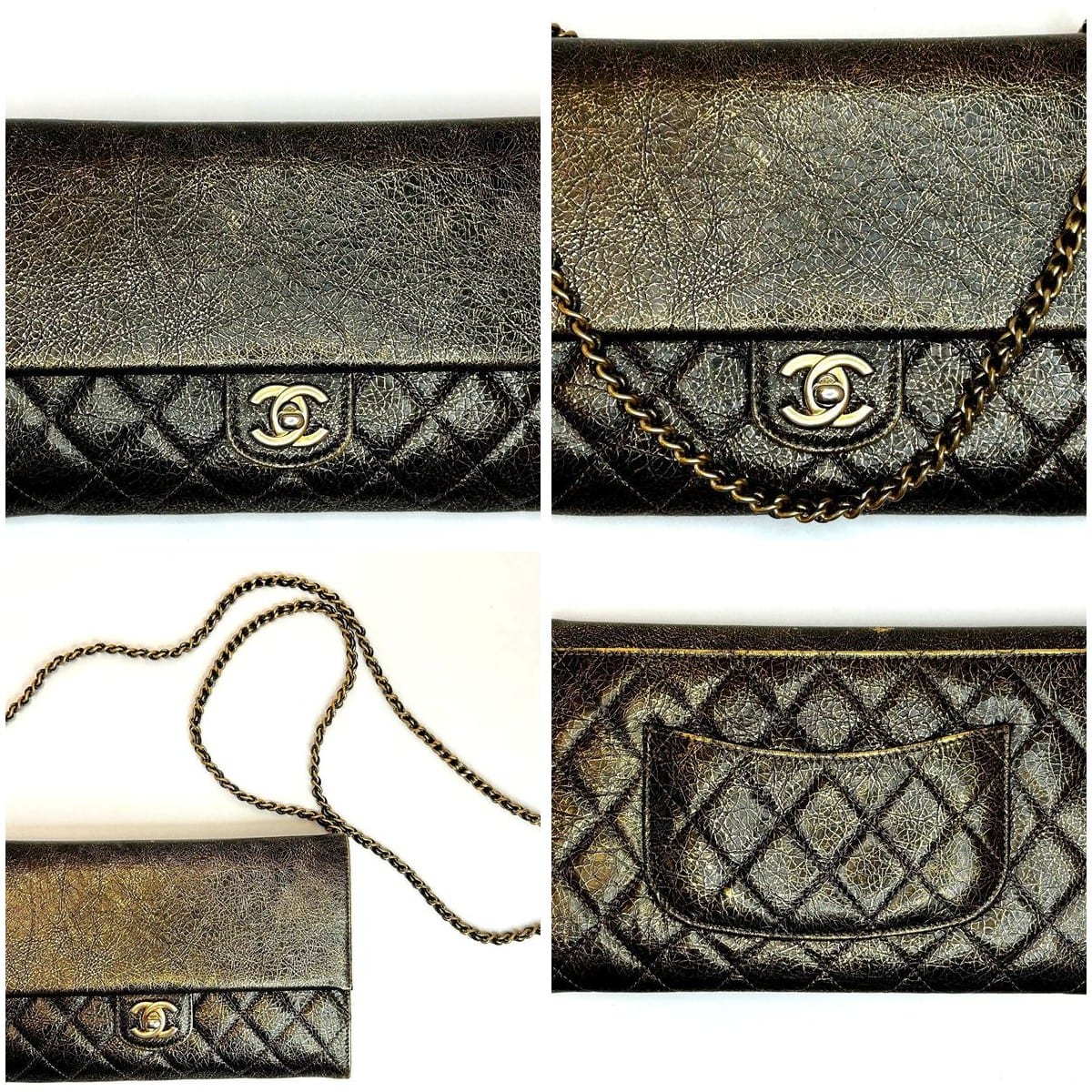 Chanel Quilted Zip Away Chain Clutch 8