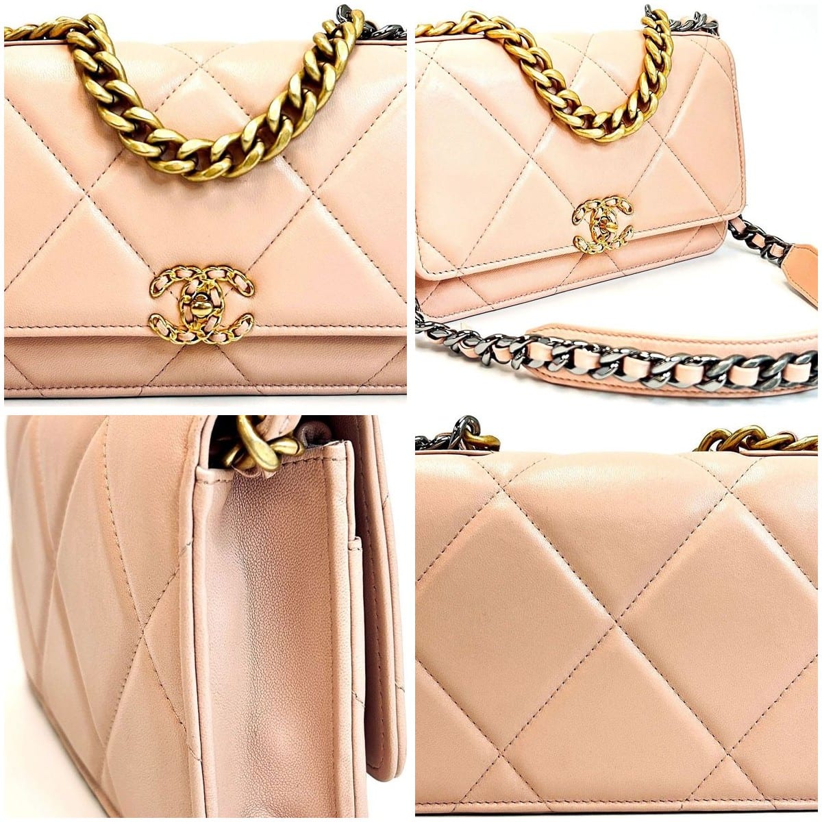 Chanel 19 Wallet-On-Chain Pink Leather Bag 8