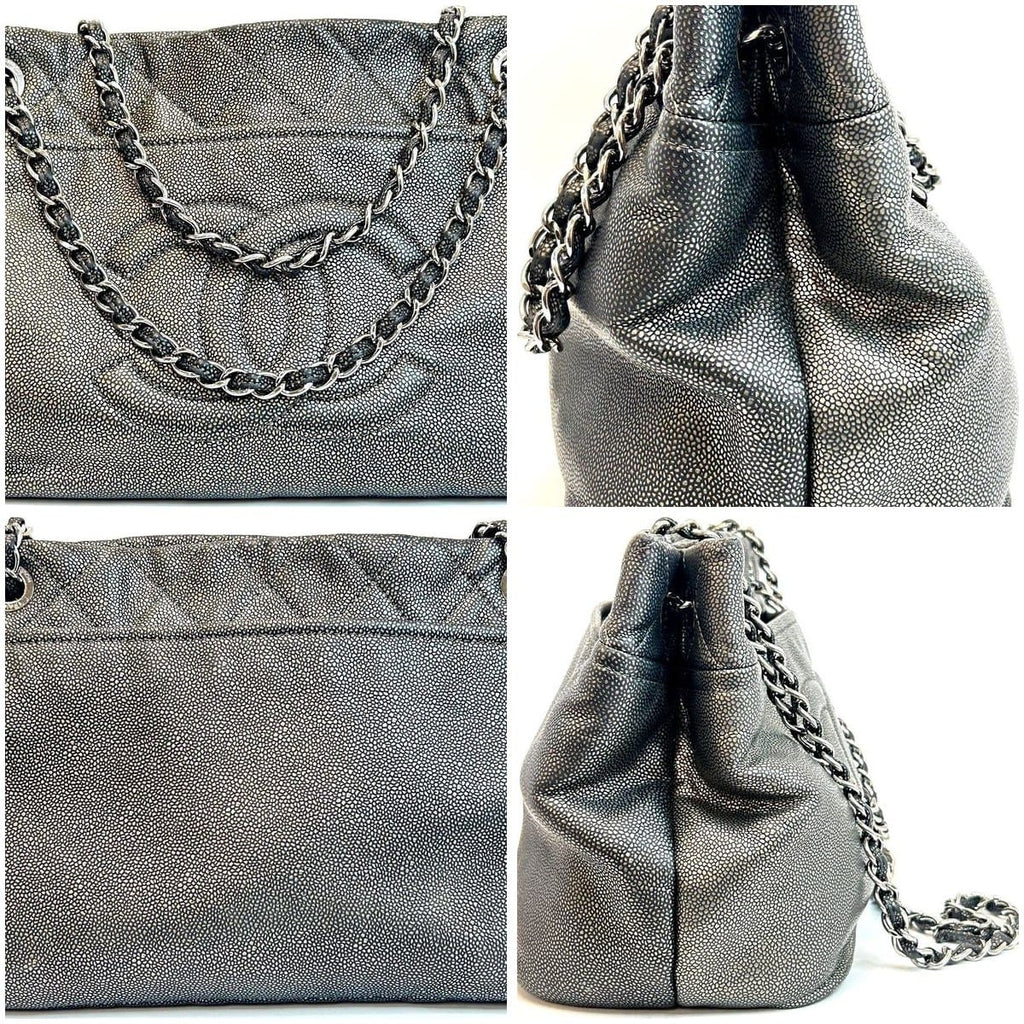Chanel Timeless Soft Tote Metallic Caviar Dark Silver 7