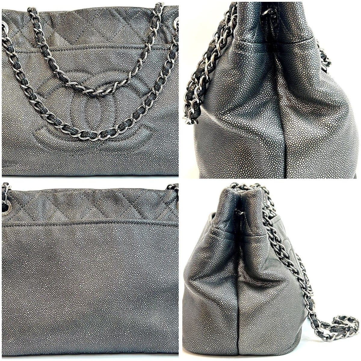 Chanel Timeless Soft Tote Metallic Caviar Dark Silver 7