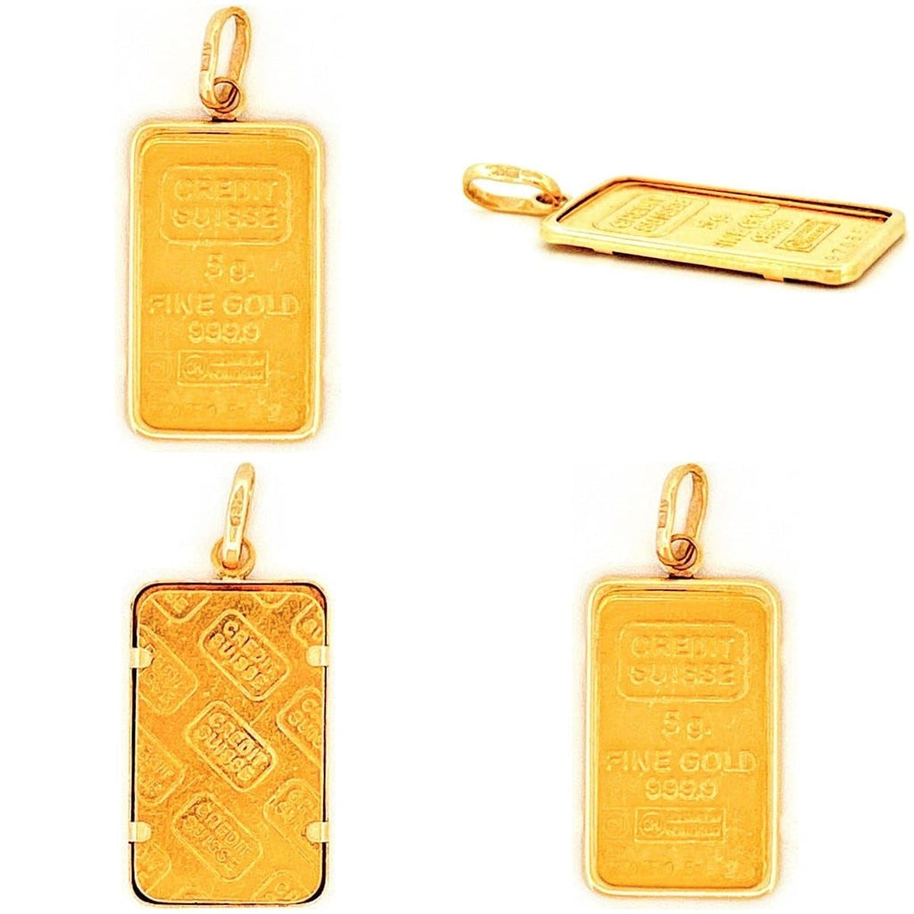 24K Yellow Gold Bar w/ 14K Yellow Gold Bezel 4