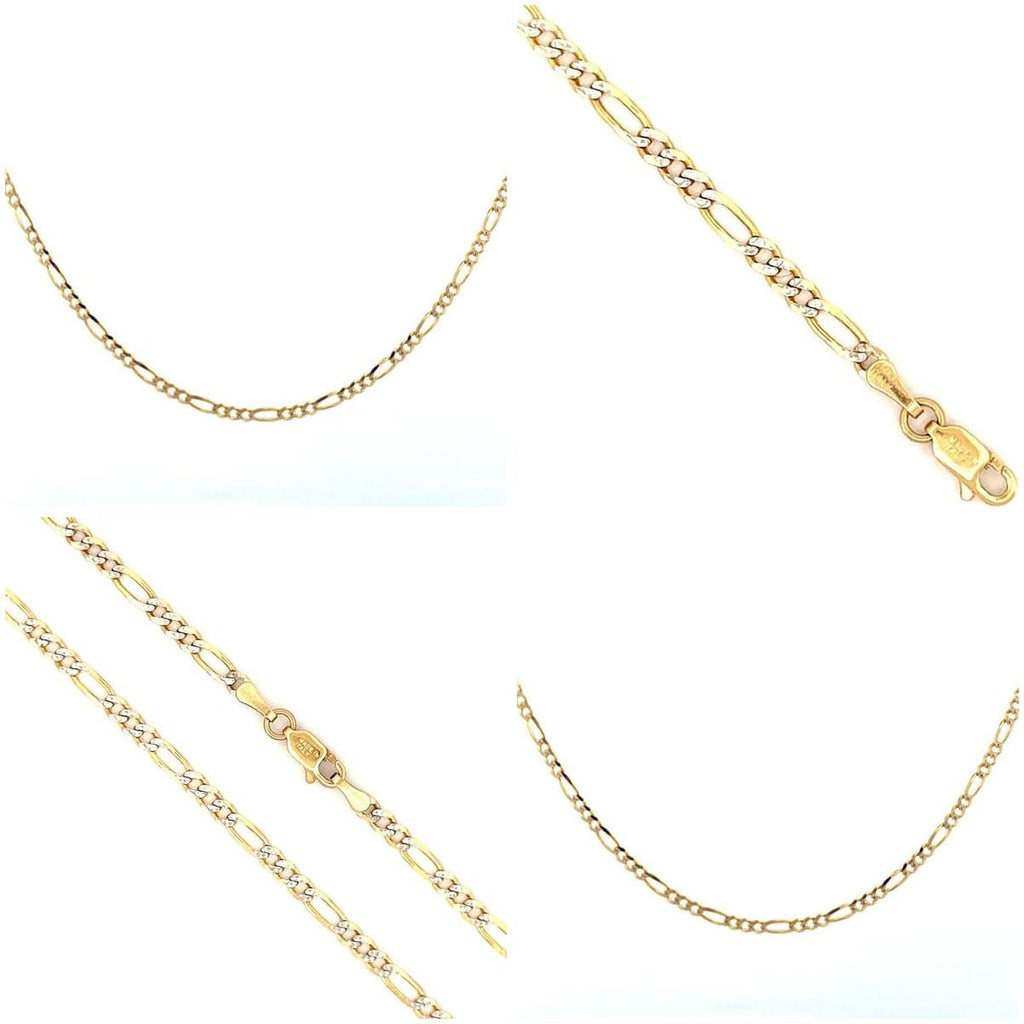 14K Yellow Gold Diamond-Cut Figaro Chain 23.75" 4
