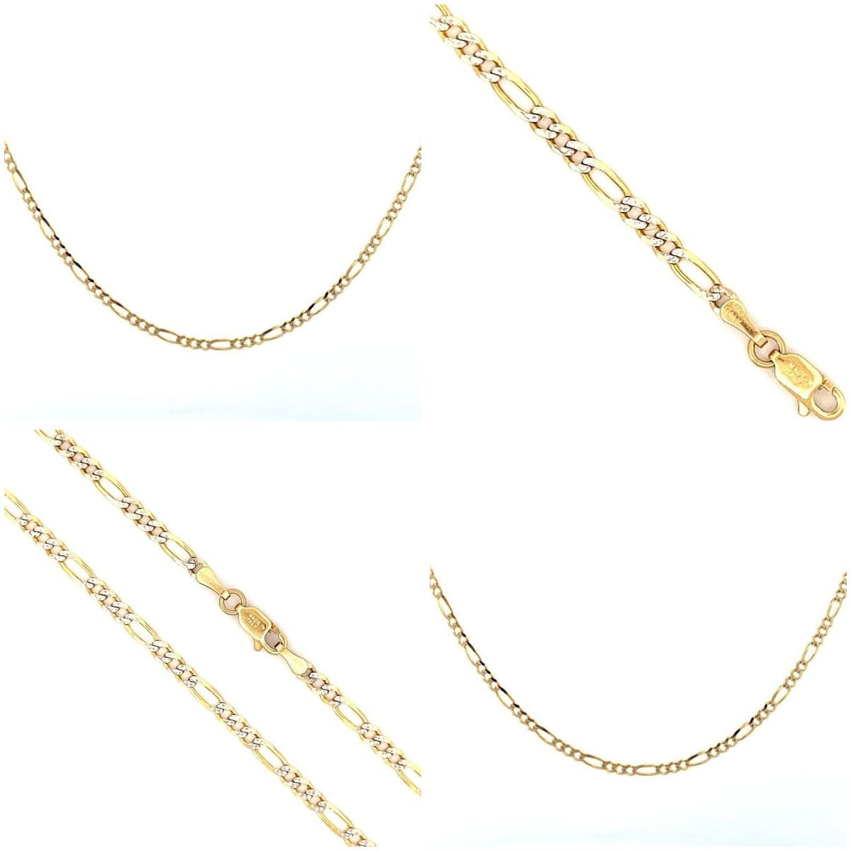 14K Yellow Gold Diamond-Cut Figaro Chain 23.75" 4
