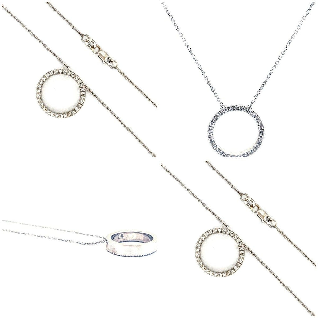 14K White Gold 0.33 ctw Dia Circle Pendant Necklace 16.5'' 4