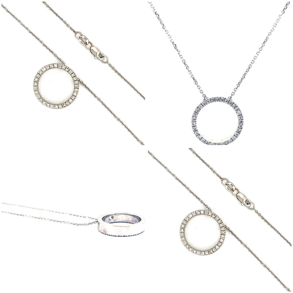 14K White Gold 0.33 ctw Dia Circle Pendant Necklace 16.5'' 4