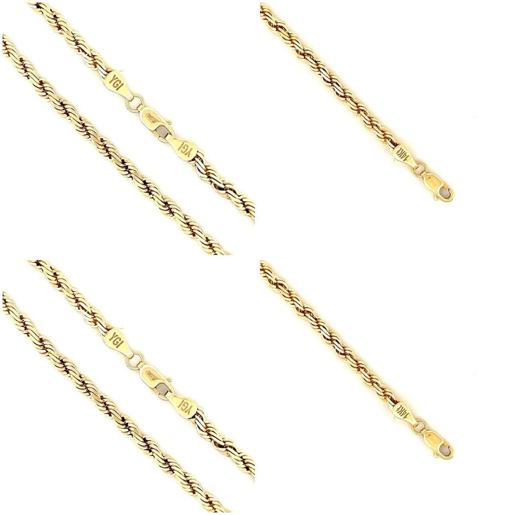 14K Yellow Gold Rope Bracelet  7.5" 3