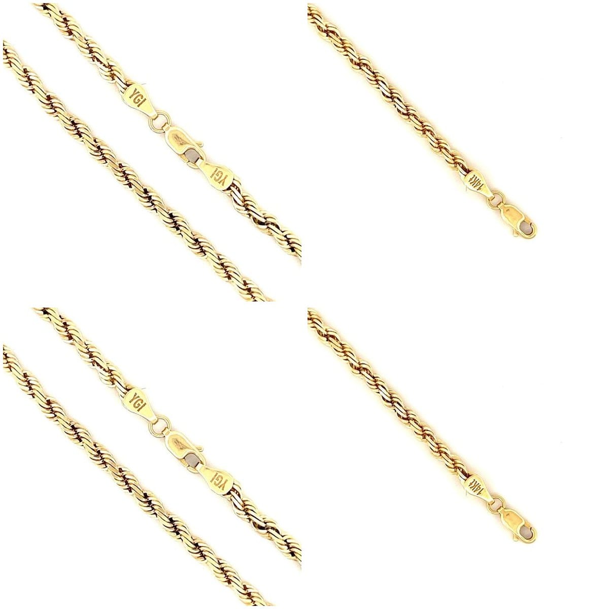 14K Yellow Gold Rope Bracelet  7.5" 3