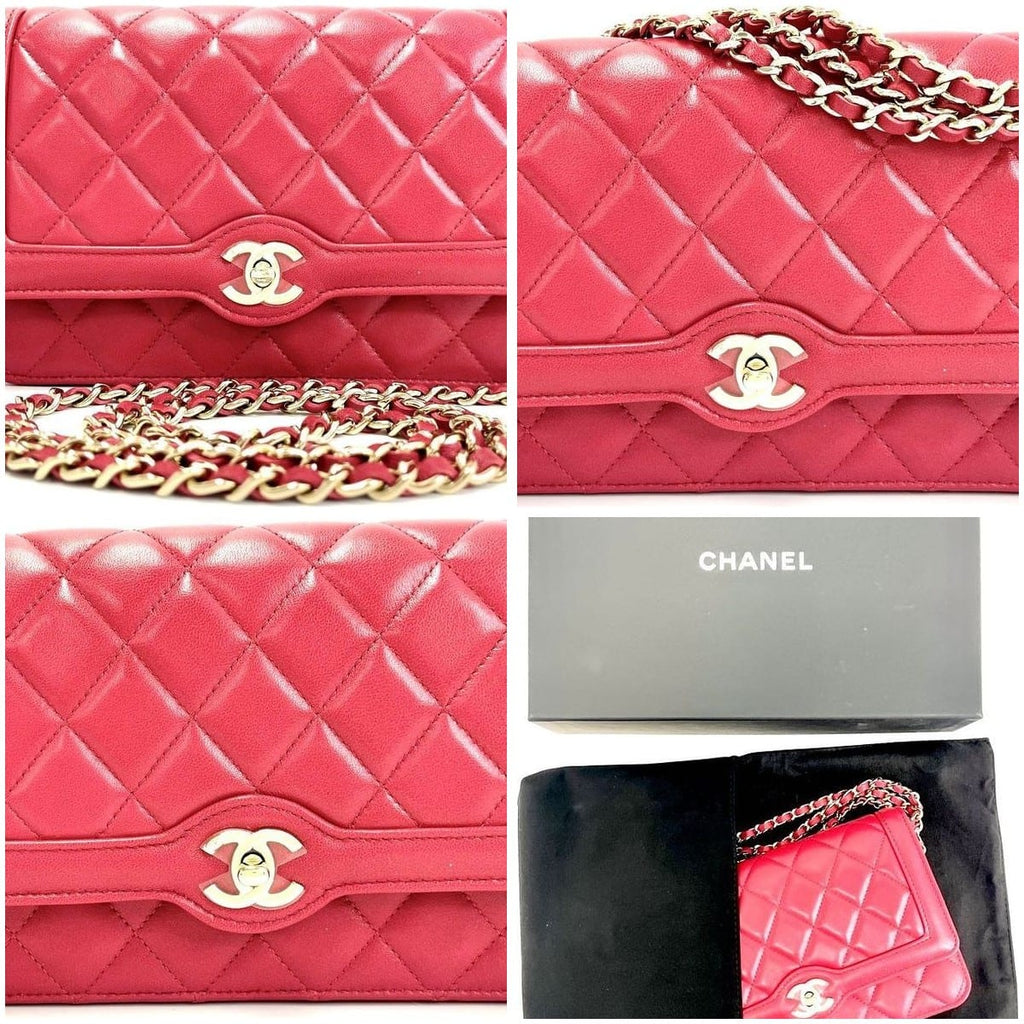 Chanel Hold The Line Lambskin Wallet on Chain  Red with gold-tone hardware Excellent 9