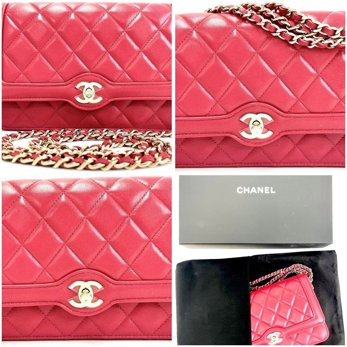 Chanel Hold The Line Lambskin Wallet on Chain  Red with gold-tone hardware Excellent 9