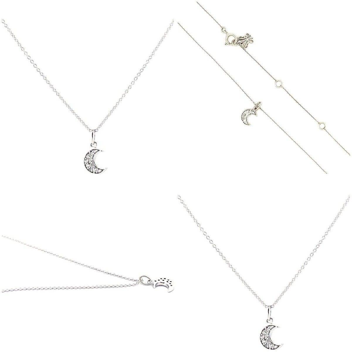 14K White Gold 0.08 ctw Diamond Moon Necklace 16", 17", 18" 4
