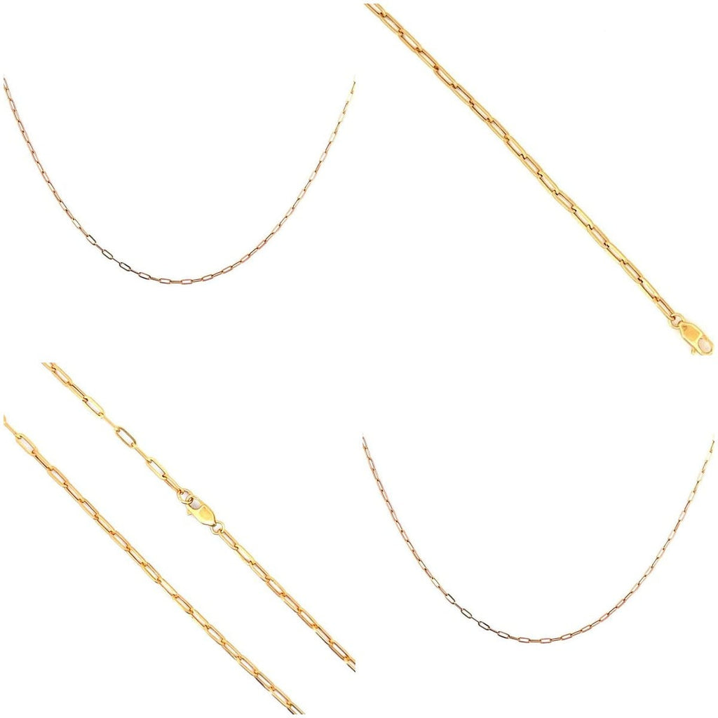 18K Yellow Gold Mini Paperclip Chain 18" 4