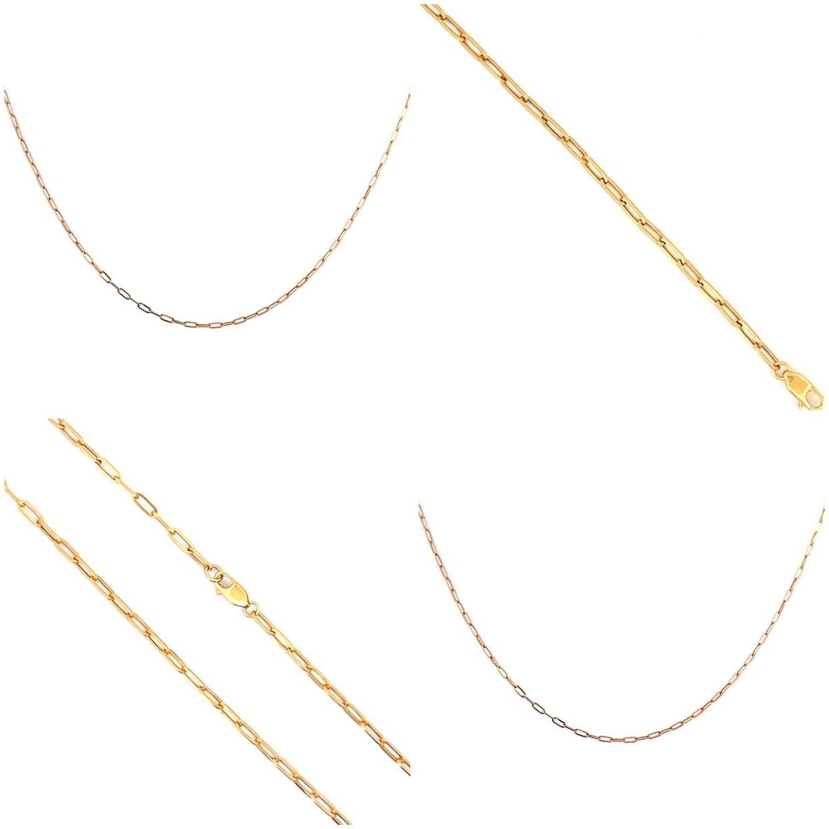 18K Yellow Gold Mini Paperclip Chain 18" 4