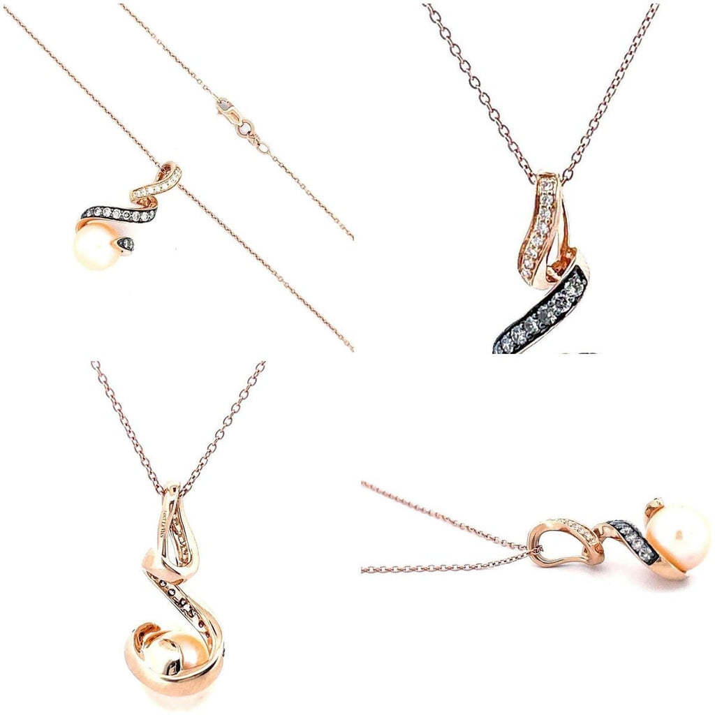 Le Vian® Strawberry Pearls™ and 0.25 CT. T.W. Diamond Swirl Drop Pendant in 14K Strawberry Gold 5
