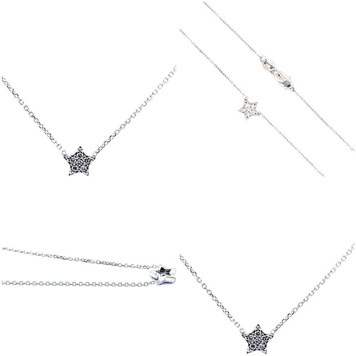 14K White Gold 0.06 ctw Diamond Star Necklace 16" 4