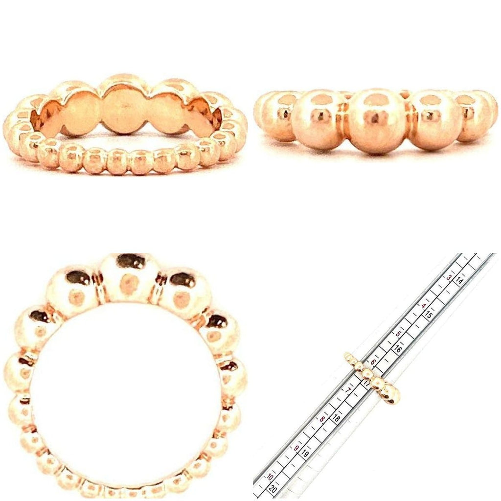 14K Rose Gold Beaded Ring Sz 6.25 7