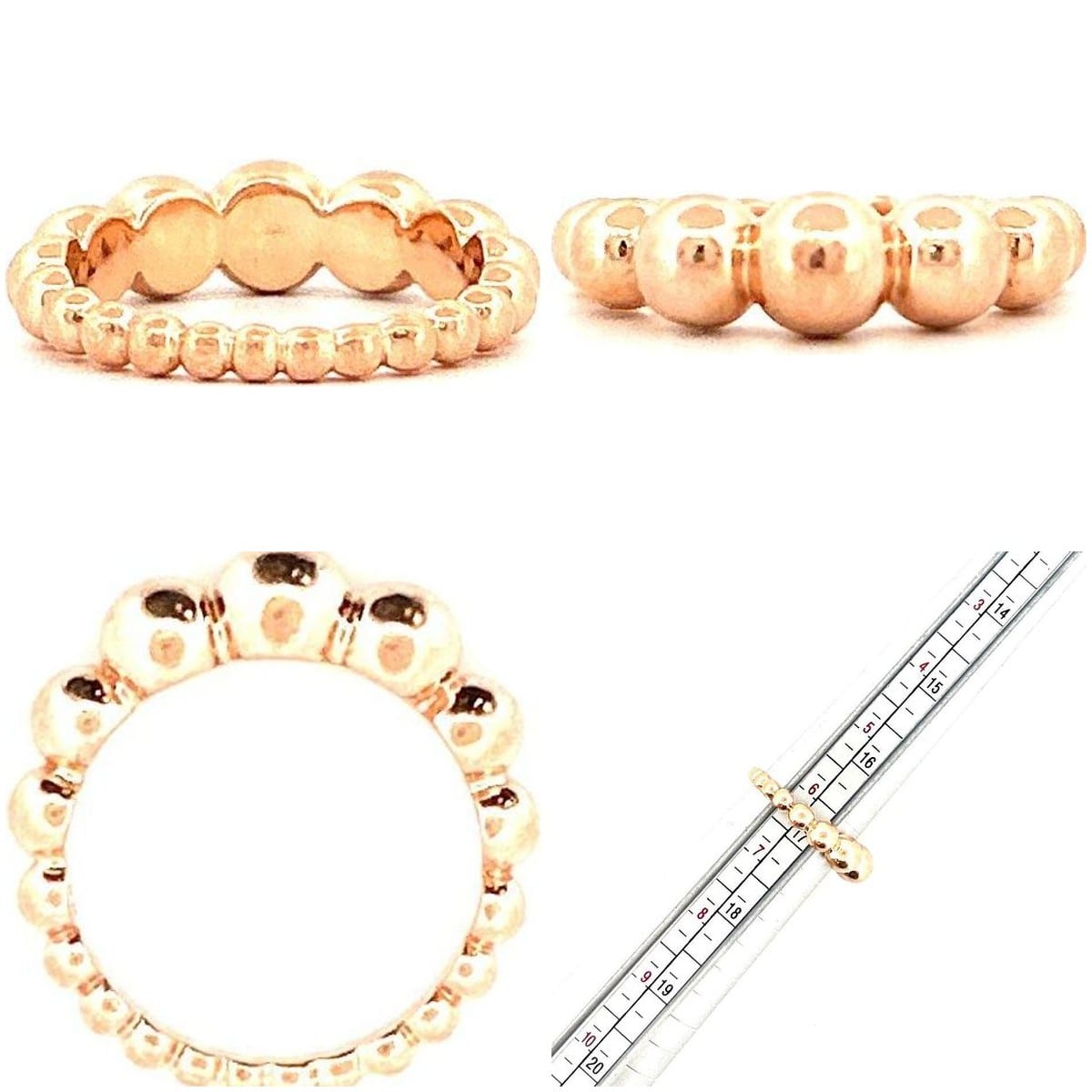 14K Rose Gold Beaded Ring Sz 6.25 7