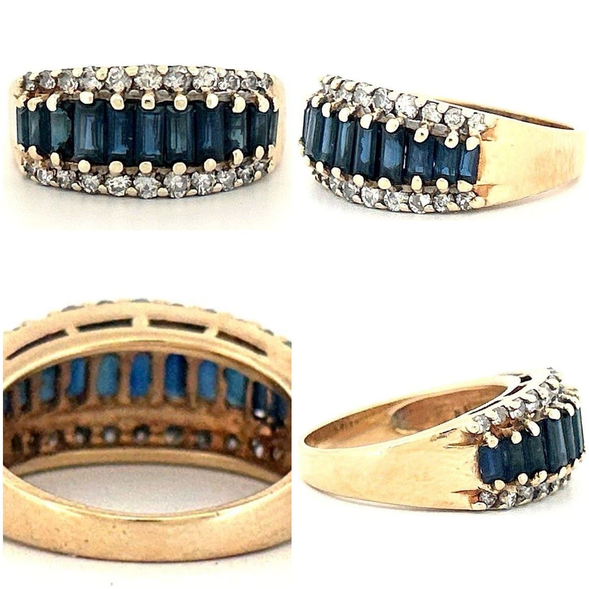 14K Yellow Gold Sapphire & 0.44ctw Diamond Ring Sz 6 8