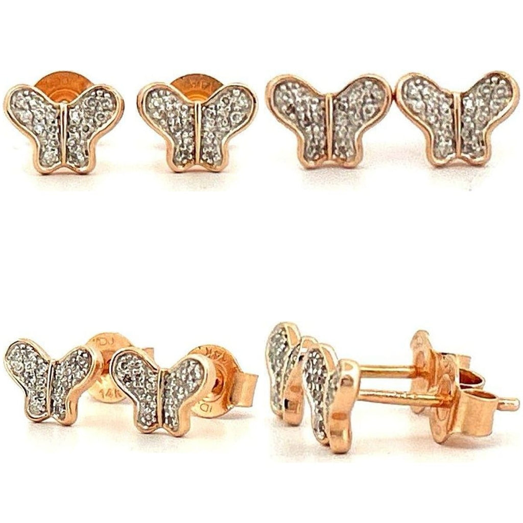 14K Rose Gold 0.18 ctw Diamond Butterfly Stud Earrings 6