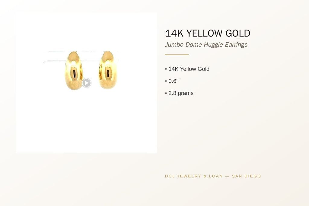 14K Yellow Gold Jumbo Dome Huggie Earrings 6