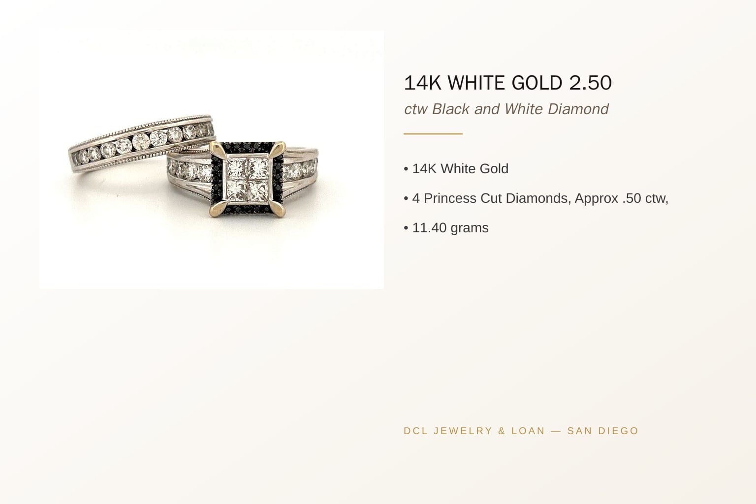14K White Gold 2.50 ctw Diamond Wedding Set 8
