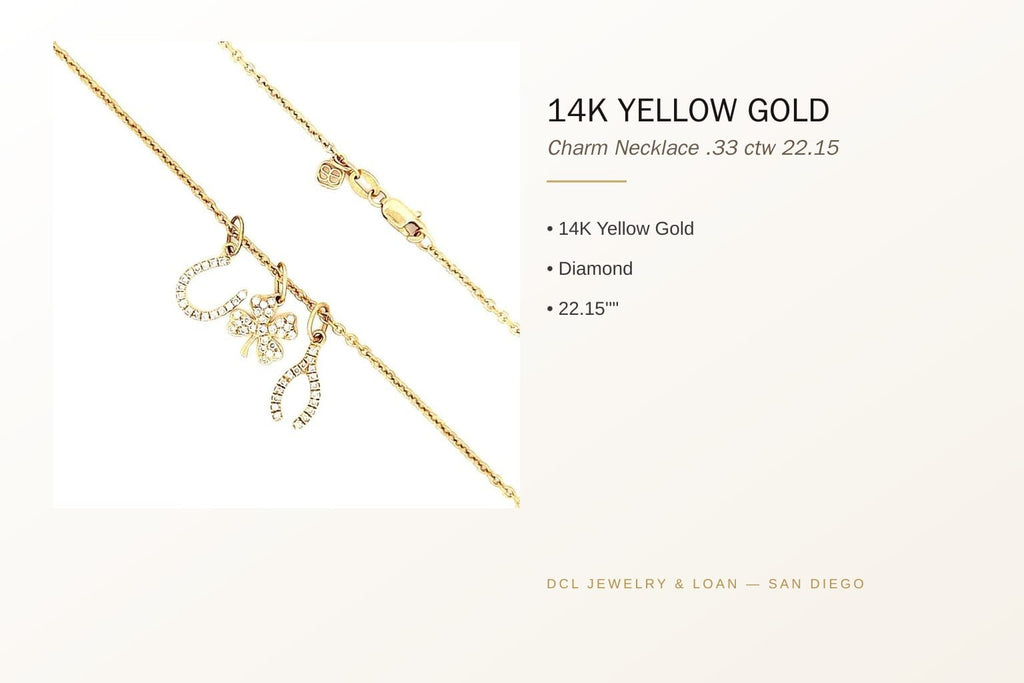 14K Yellow Gold Diamond Charm Necklace .33 ctw 4