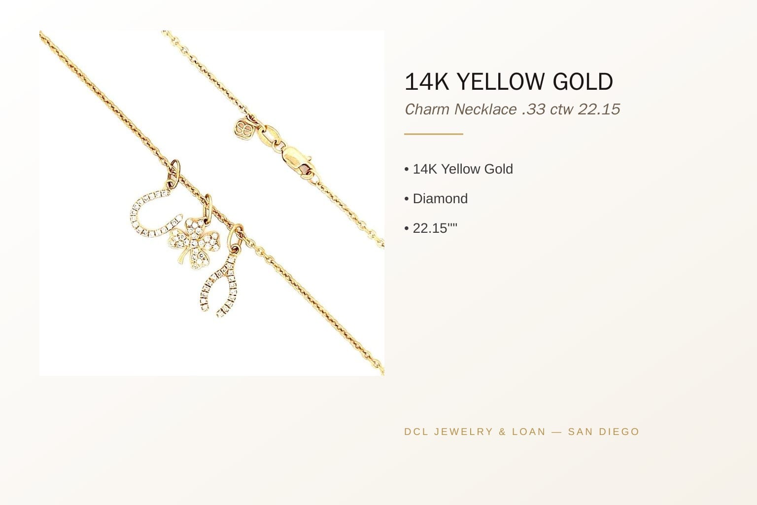 14K Yellow Gold Diamond Charm Necklace .33 ctw 4