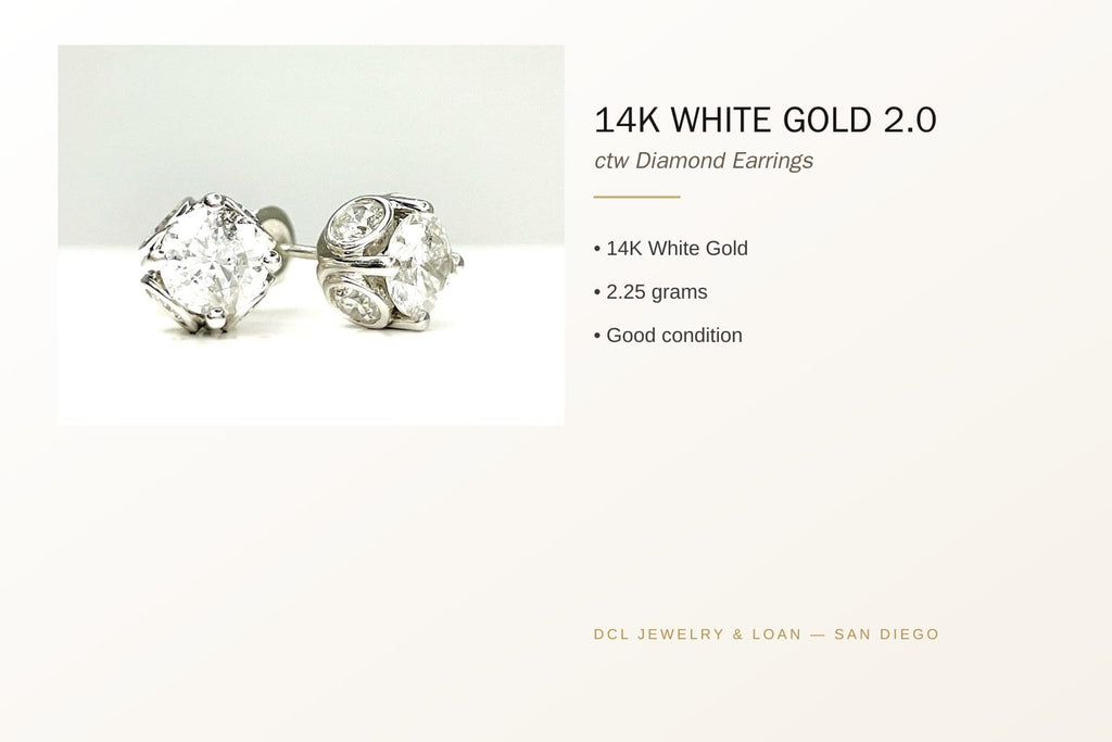 14K White Gold 2.0 ctw Diamond Earrings 9