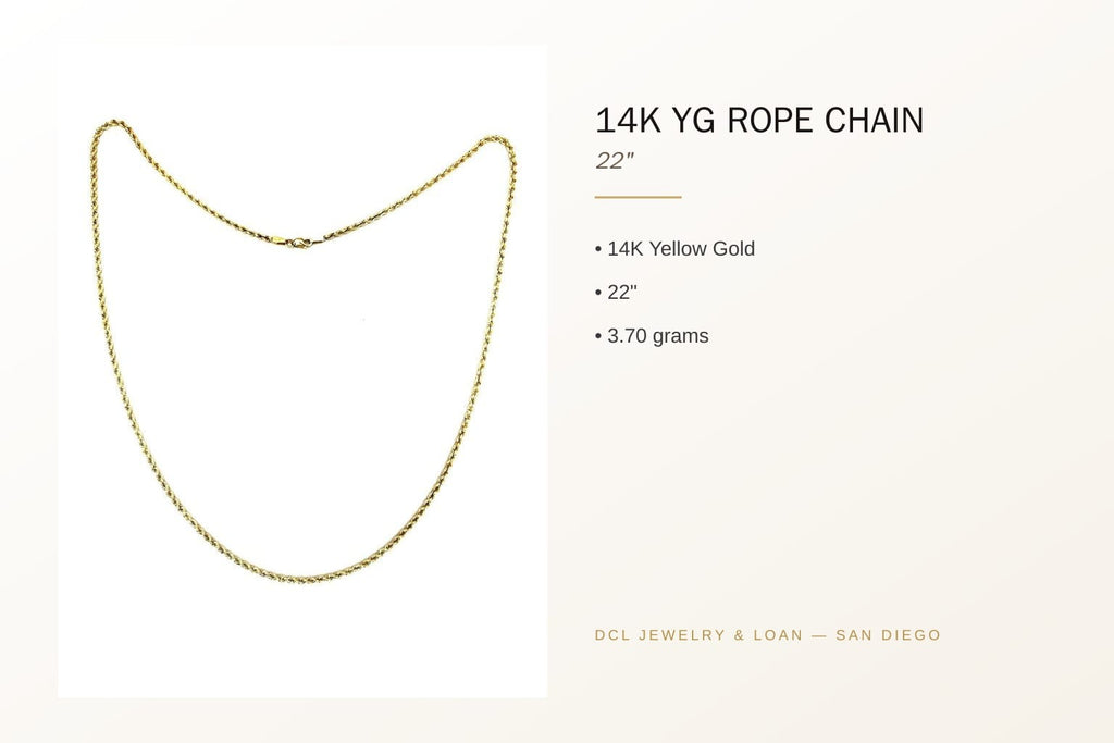 14K Yellow Gold Rope Chain 22" 5