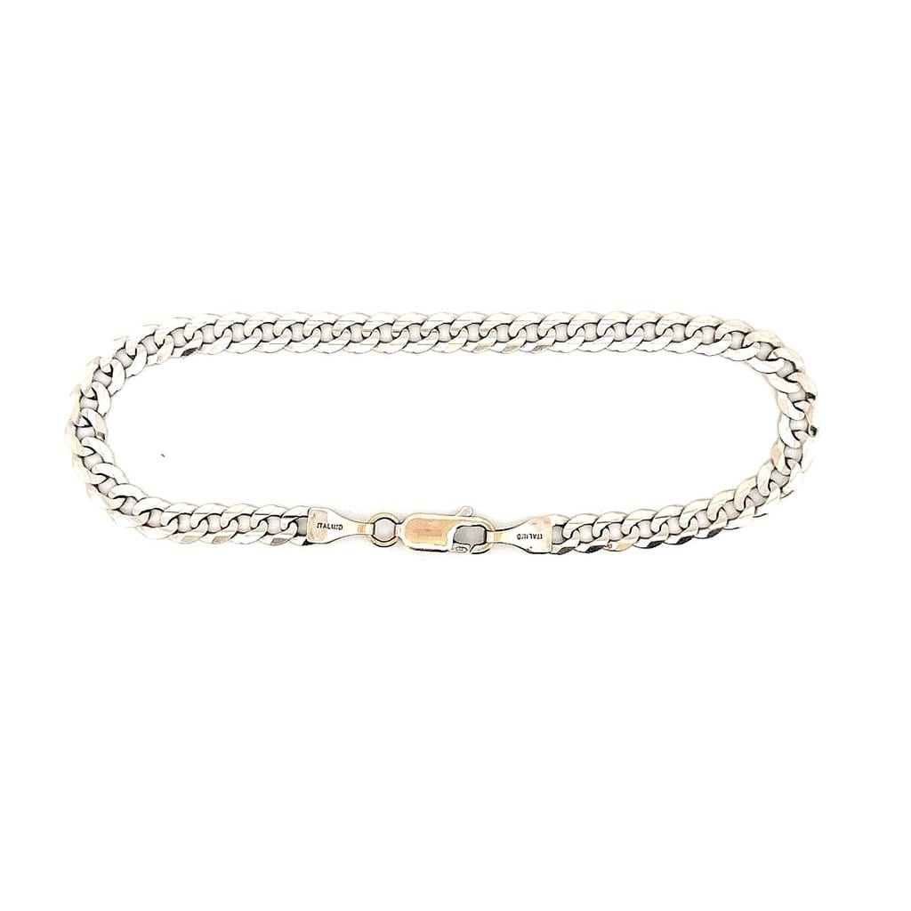 14K White Gold Curb Bracelet 7.25": 1
