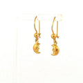 21K Yellow Gold Crescent Moon Dangle Earrings 1