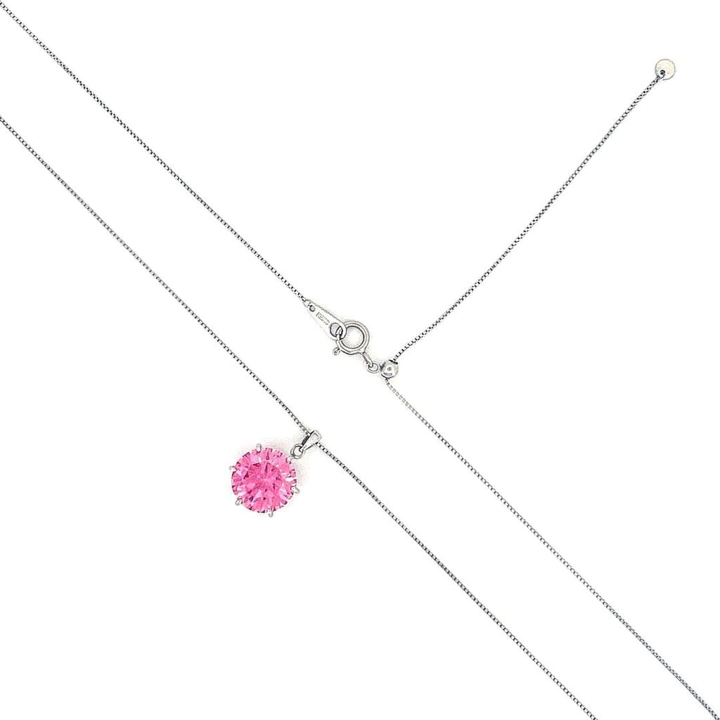 18K White Gold Pink Moissanite Adjustable Necklace 1
