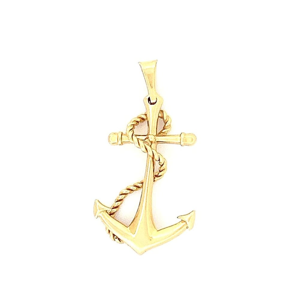 14K Yellow Gold Anchor Pendant 1