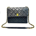 Chanel CC Square Flap Bag Black Caviar Leather 1