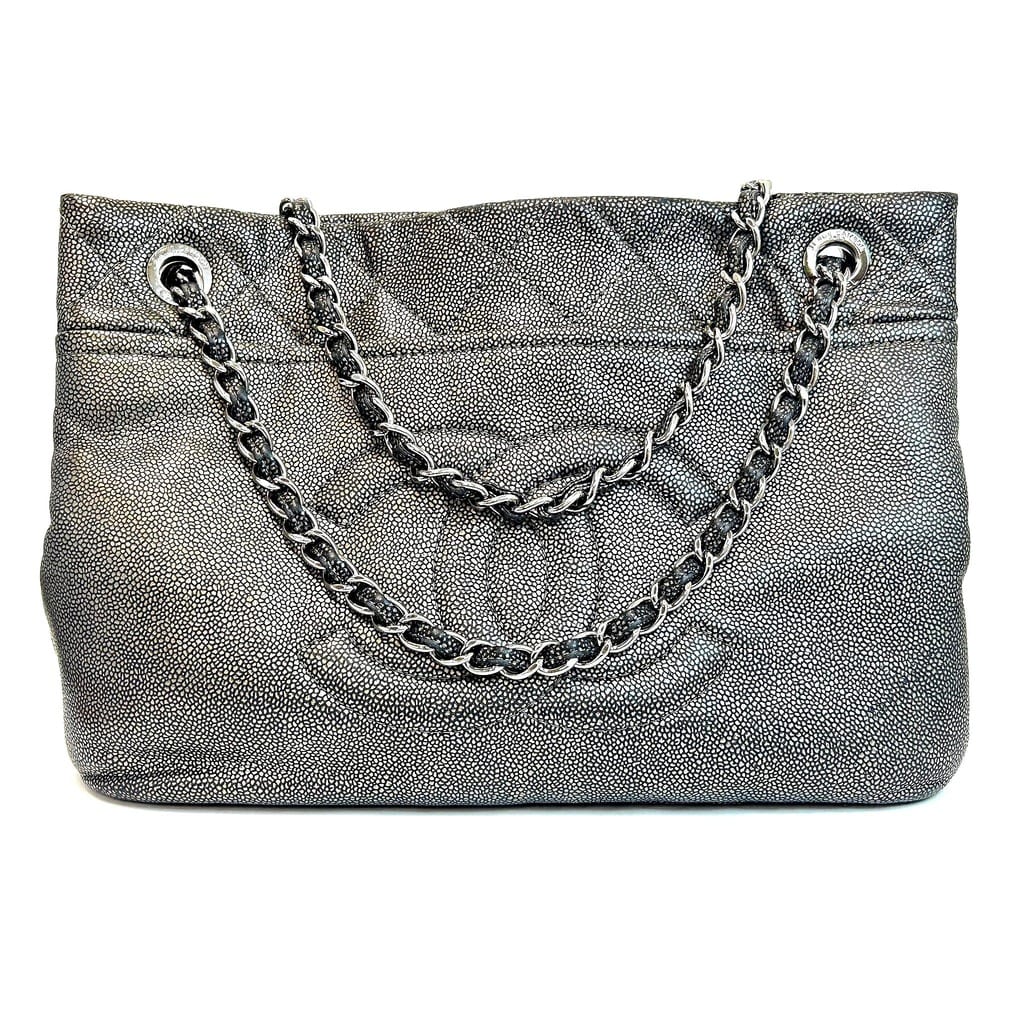 Chanel Timeless Soft Tote Metallic Caviar Dark Silver 1
