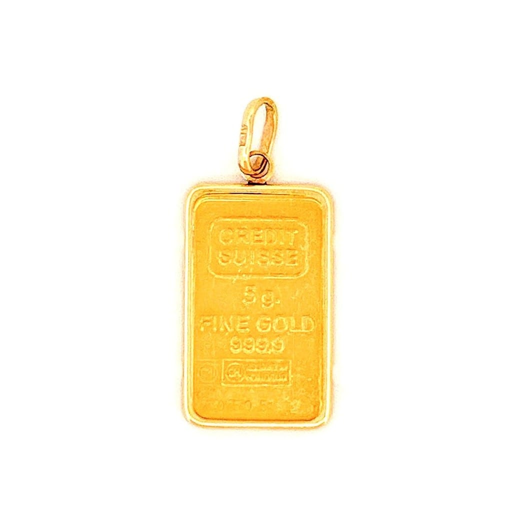 24K Yellow Gold Bar w/ 14K Yellow Gold Bezel 1