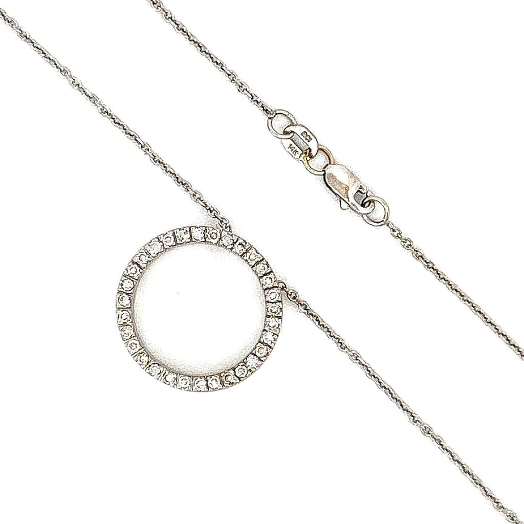 14K White Gold 0.33 ctw Dia Circle Pendant Necklace 16.5'' 1