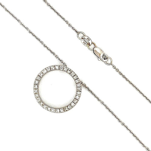 14K White Gold 0.33 ctw Dia Circle Pendant Necklace 16.5'' 1